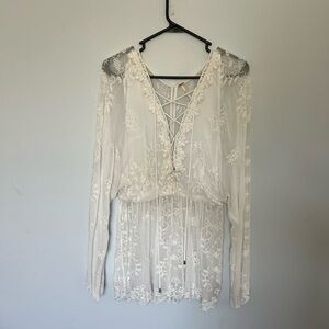 Free People Lace Sheer Blouse